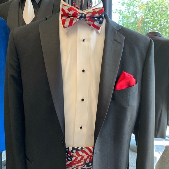 NWOT American Flag Tie & Cummerbund Set - Picture 1 of 3
